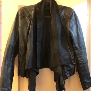 Black Zara Leather Bomber Jacket